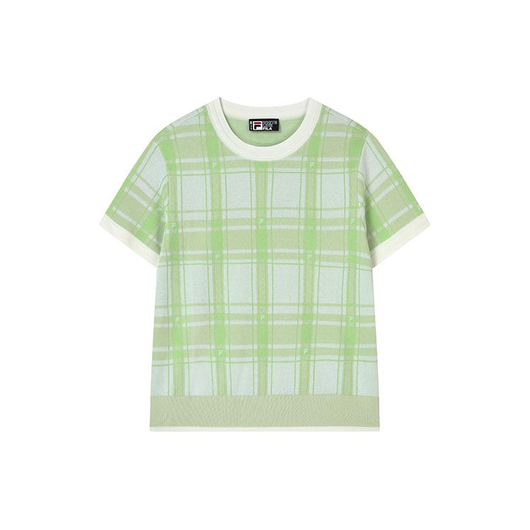 

FILA Повседневный свободный трикотажный топ с коротким рукавом для женщин, светло-травянисто-зеленый F11W317401F-LG M