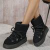 Foreign trade large size thick-soled cross-strap snow boots autumn and winter new thickened medium tube but knee warm women's boots