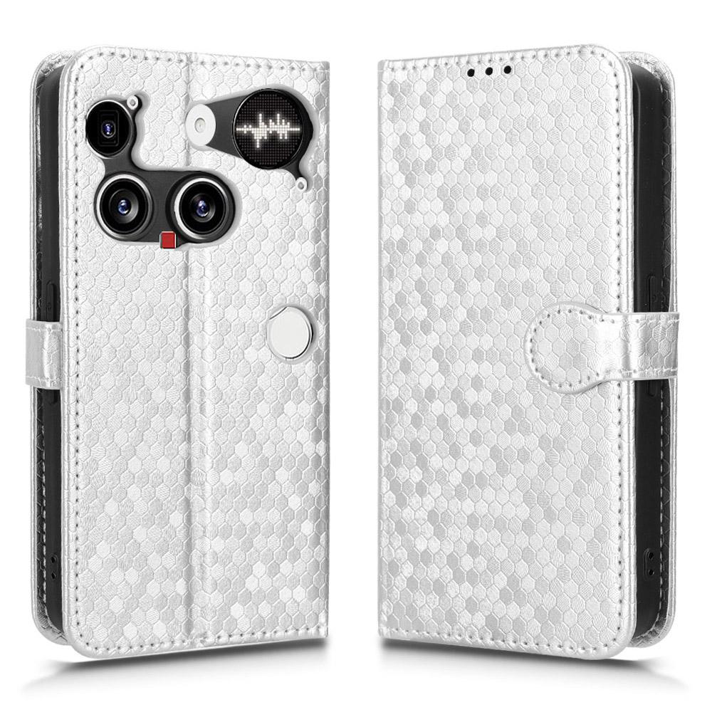 For Nothing Phone (3) 5G Wallet Case Dot Pattern Imprint PU Leather Phone Cover with Wrist Strap