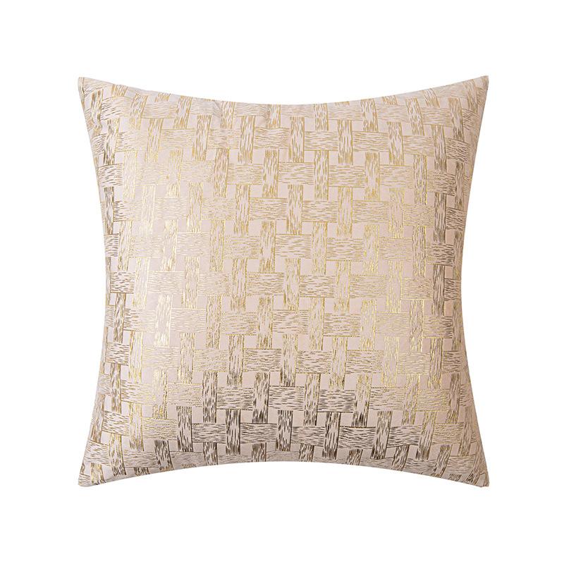 Modern Simple Velvet Pillowcase Gold-pinned Lattice Living Room Sofa Cushion Cover Autumn and Winter Style Bedside Pillow