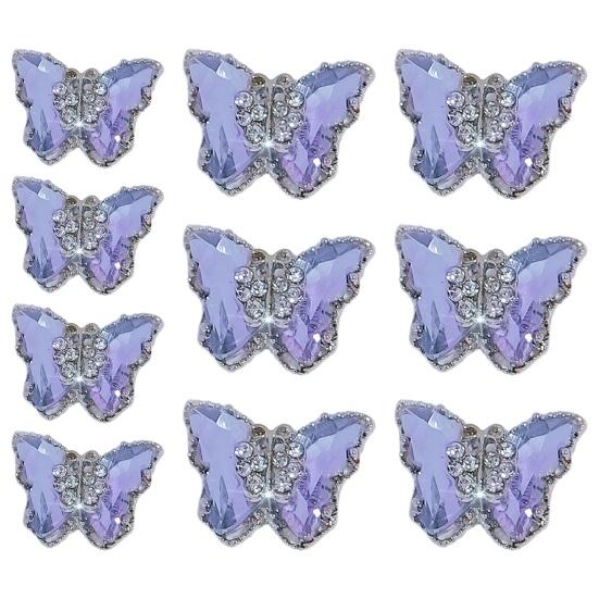 10ks Motýlí šperky na nehty Dvouvrstvé třpytivé drahokamy Poutavé ozdoby na nehty Dámské doplňky