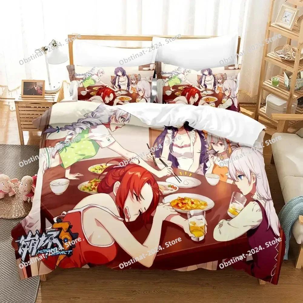 Game Honkai Impact 3 Bedding Set Printed With Pillowcase Bed Duvet Cover Soft Single Double Queen Super King Size Single Twin