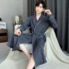 Men's 2025 Spring/Autumn Pure Cotton Long Sleeve Mid-Length Bathrobe