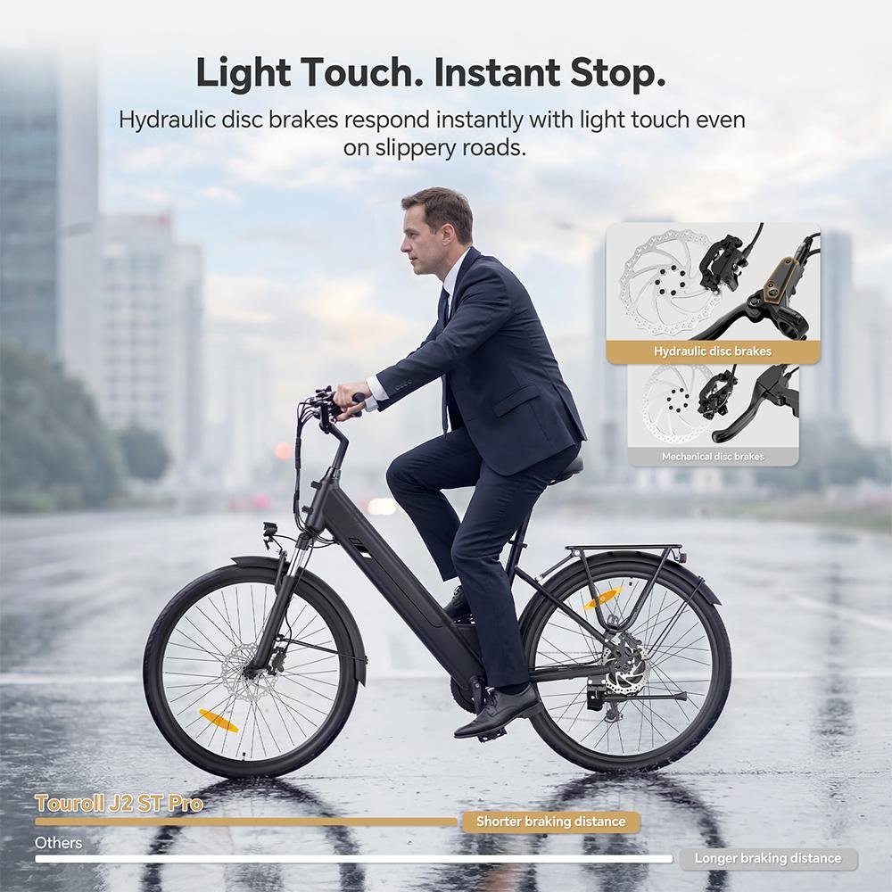Touroll J2 ST Pro Hydraulic Disc Brake Electric Bike – 45Nm Motor, 100km Range, Step-Through Urban Commuter
