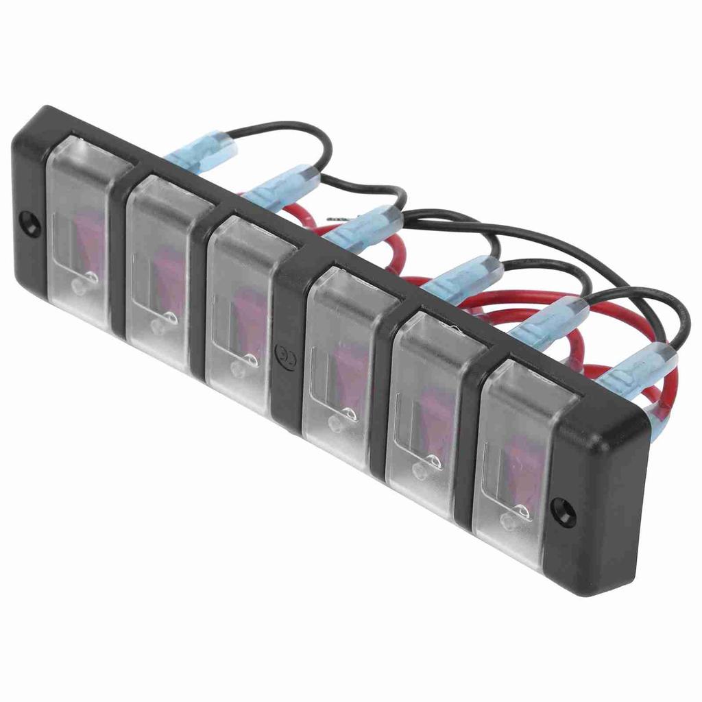 16A 6 Gang Rocker Switch Panel Circuit Breaker Overload Protector for Car Boat SUV OffRoad Vehicles