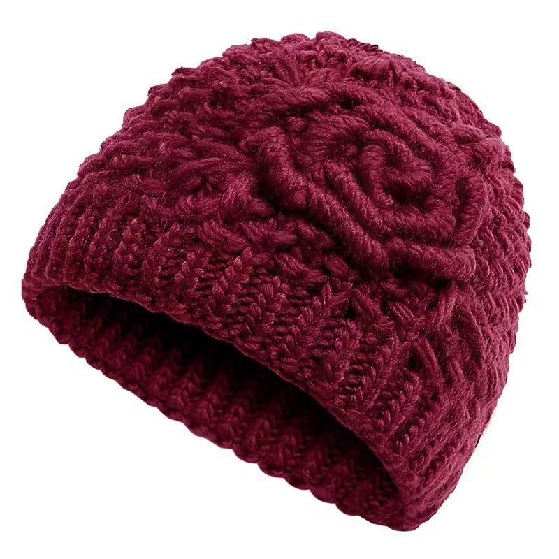Medium and Old Hats for Women, Piled and Thickened Old People's Hats In Winter, Warm Mother Hats, Old Women's Autumn Knitted Wool Hats