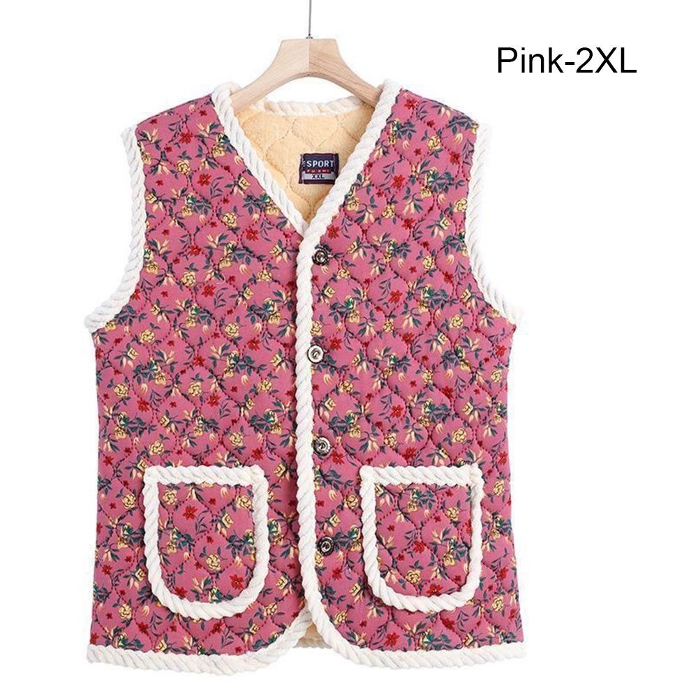 Warm Fleece-Lined and Thickened Floral Vest Soft Padded Cottagecore Style Kimchi Vest Lightweight Quilted Vest Autumn Winter