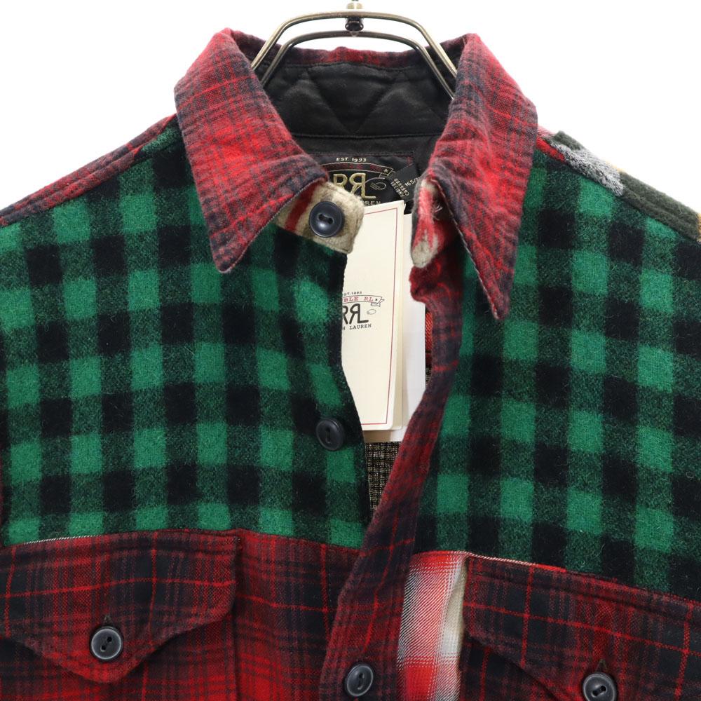 RRL Unused wool blend Check Pattern Patchwork Long sleeve shirt Men's Used