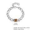 Square Tiger Eye Natural Stone Bracelet for Men, Adjustable Stainless Steel NK Chain Charm Bracelet, Fashion Jewelry Gift