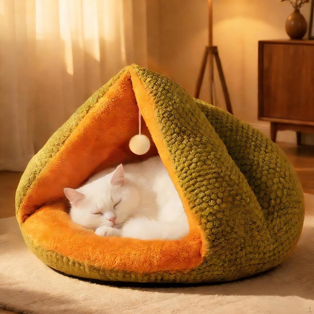 Pet Cave Bed Cat Portable Winter Warm Cozy Thicken Puppy Kennel for Indoor Cats Accessories