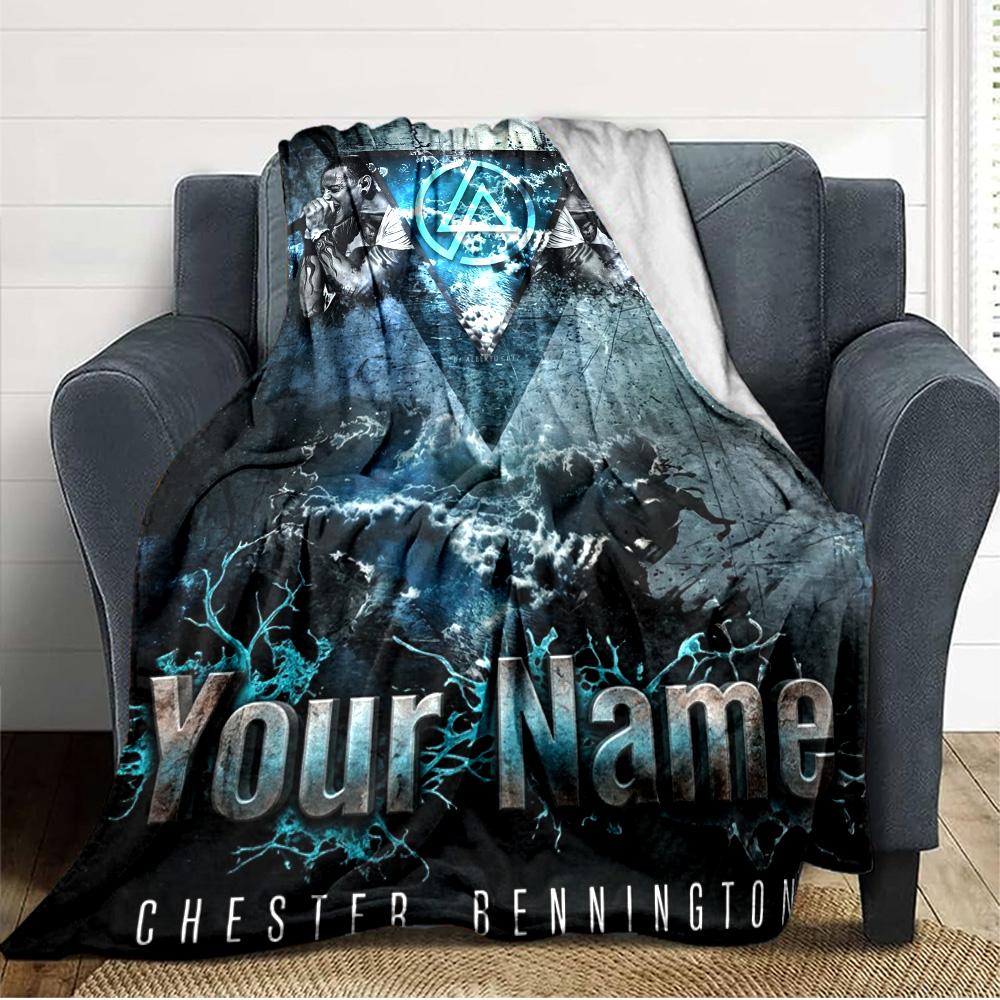 Name Custom Linkin Park Print Flannel Blanket High Quality Warm Comfortable Cover for All Seasons Perfect for Gifts Home Decor