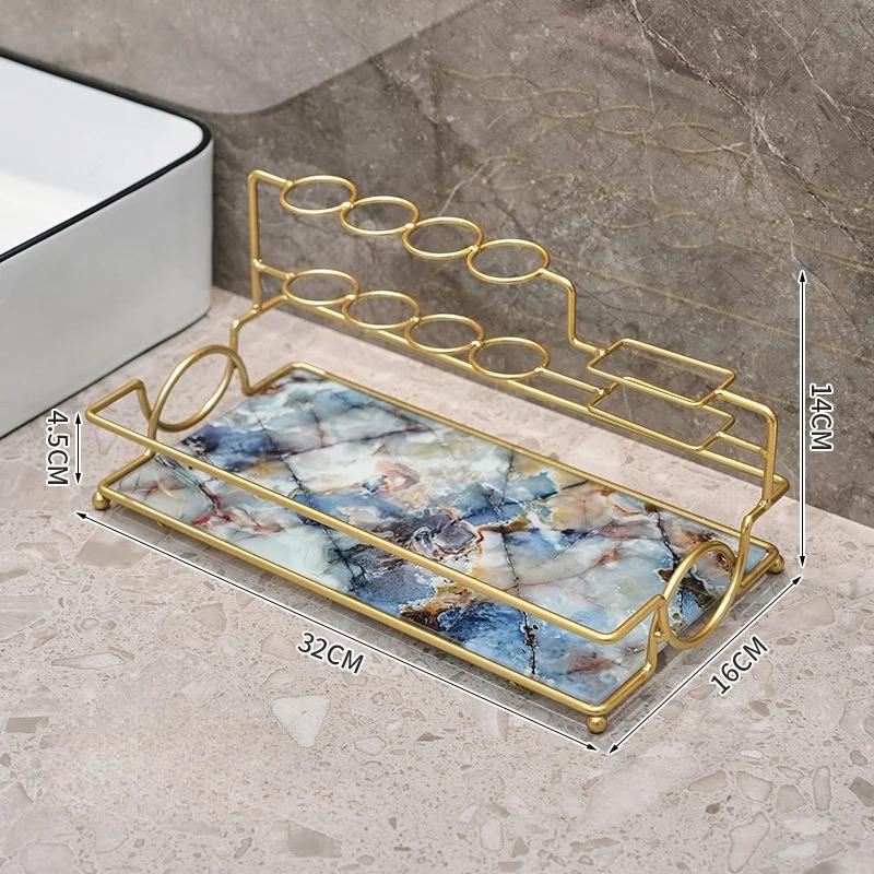 

Металлическая полка для зубной щетки, стакана для ополаскивателя полости рта, поднос для хранения, туалет, ванная комната, полка без перфоратора, поднос для хранения на рабочем столе, аксессуары для ванной комнаты