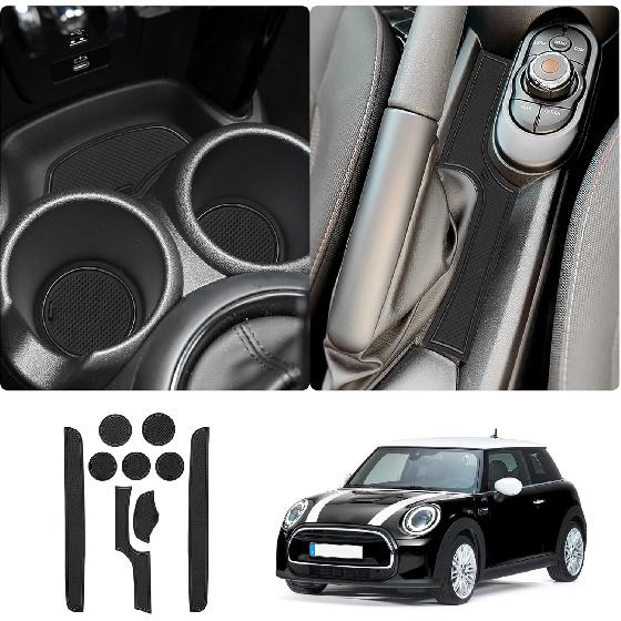 LUWU for 2023 2024 Mini Cooper F56 Liners Mats 2015-2024 Mini Cooper F56 Cup Holder Inserts Mat Mini Cooper Door Slot Mats Console Liner Trim Mats чёрный
