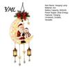 Unique Christmas Exchange Gift Santa Moon Hanging Lamp, Iron LED Lighted Ornament, Holiday Ornaments Glowing Atmosphere Light for Wall Window