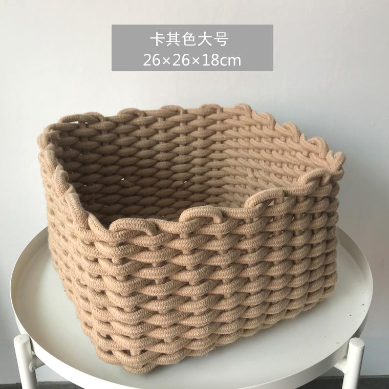 Nordic Cotton Line Ručně tkaný úložný košík z hrubého lana Jednoduchý stolní organizér Box na dětské hračky, svačiny, klíčenky, kosmetické drobnosti