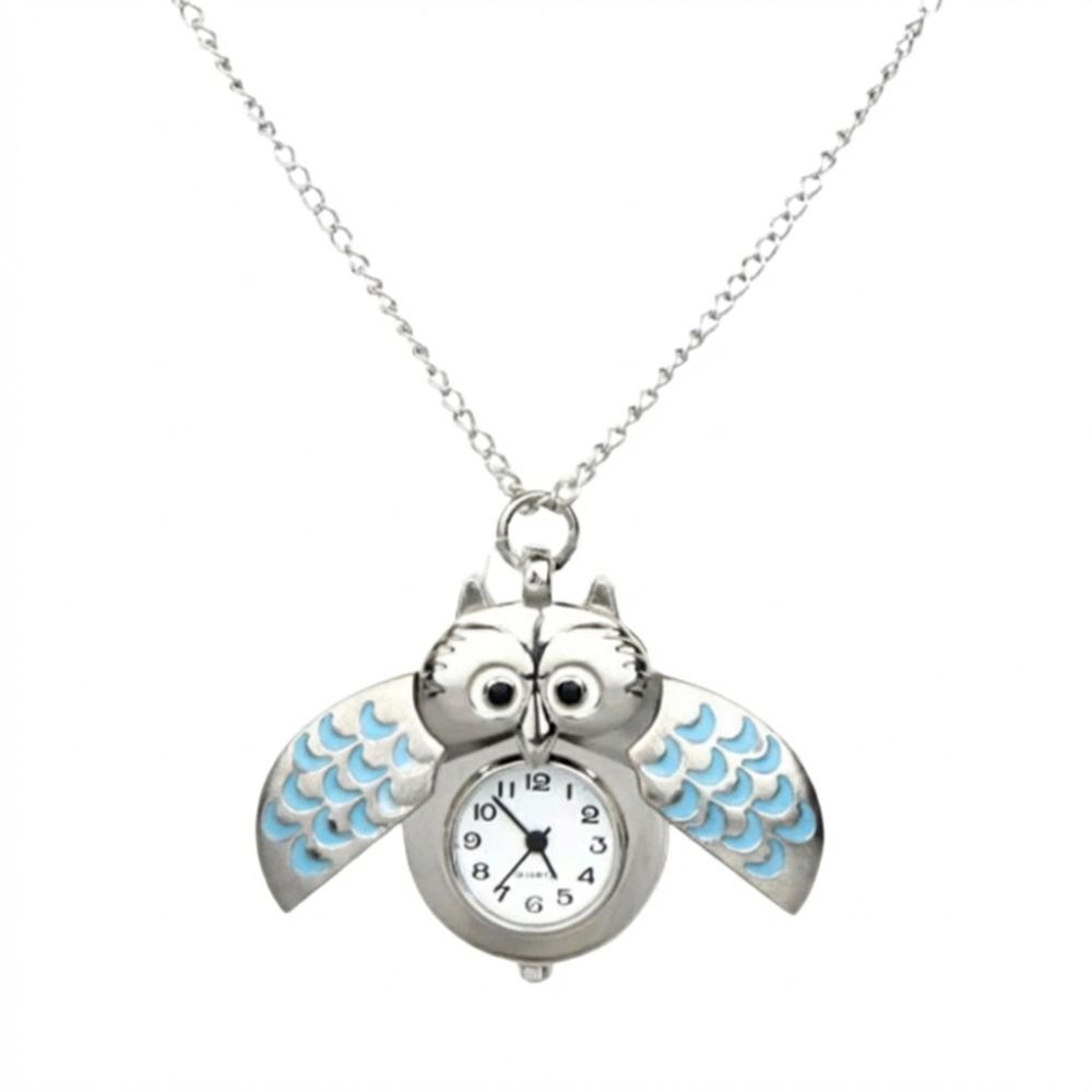 Fashion Owl Shape Pocket Watch Keychain Classic Flip Style Hang Watch Antique Retro Clock For Unisex Adults Children