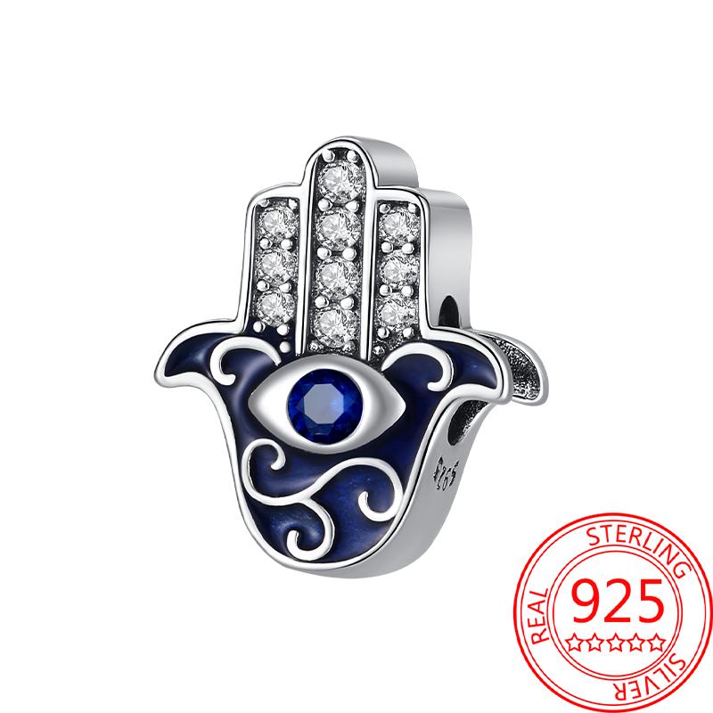 Mysterious Copper Love Evil Eyes Celtic Knot Palm Pendant Beads Safety Clip Fit Brand Bracelet Premium Gift Diy