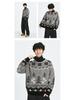 Roter Jacquard-Weihnachtspullover für Damen: Neujahr Retro Locker gestrickter Pullover