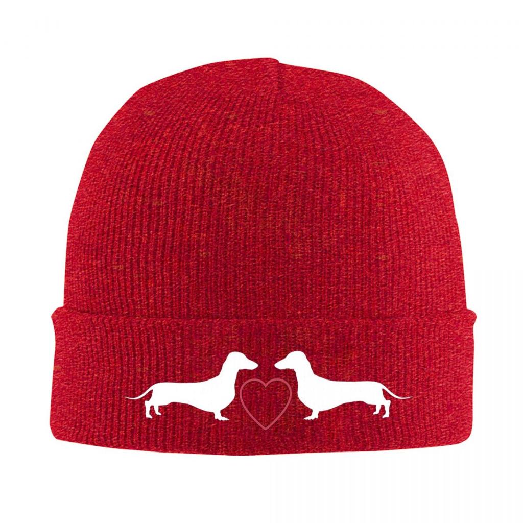 Dachshund Pattern Art Warm Knitted Cap Fashion Bonnet Hat Autumn Winter Outdoor Beanies Hats for Unisex Adult
