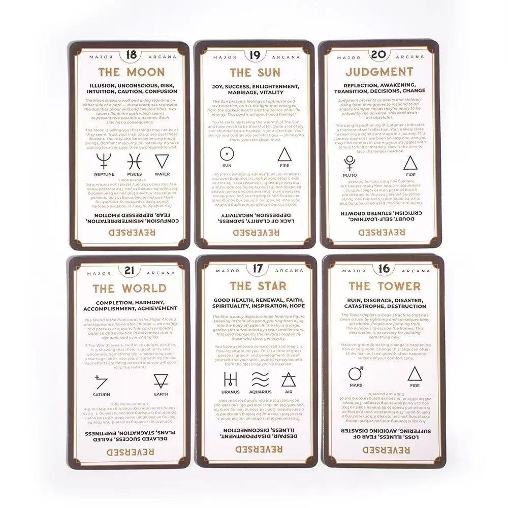 10,3*6 cm Tarotorial Tarot Training Deck 78 stk Kort med nøkkelord som betyr for nybegynnere