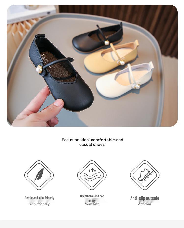 Kinder-Lederschuhe mit weicher Sohle - Britischer Stil, Frühling/Herbst, für Mädchen mit magischen Klettverschlüssen.