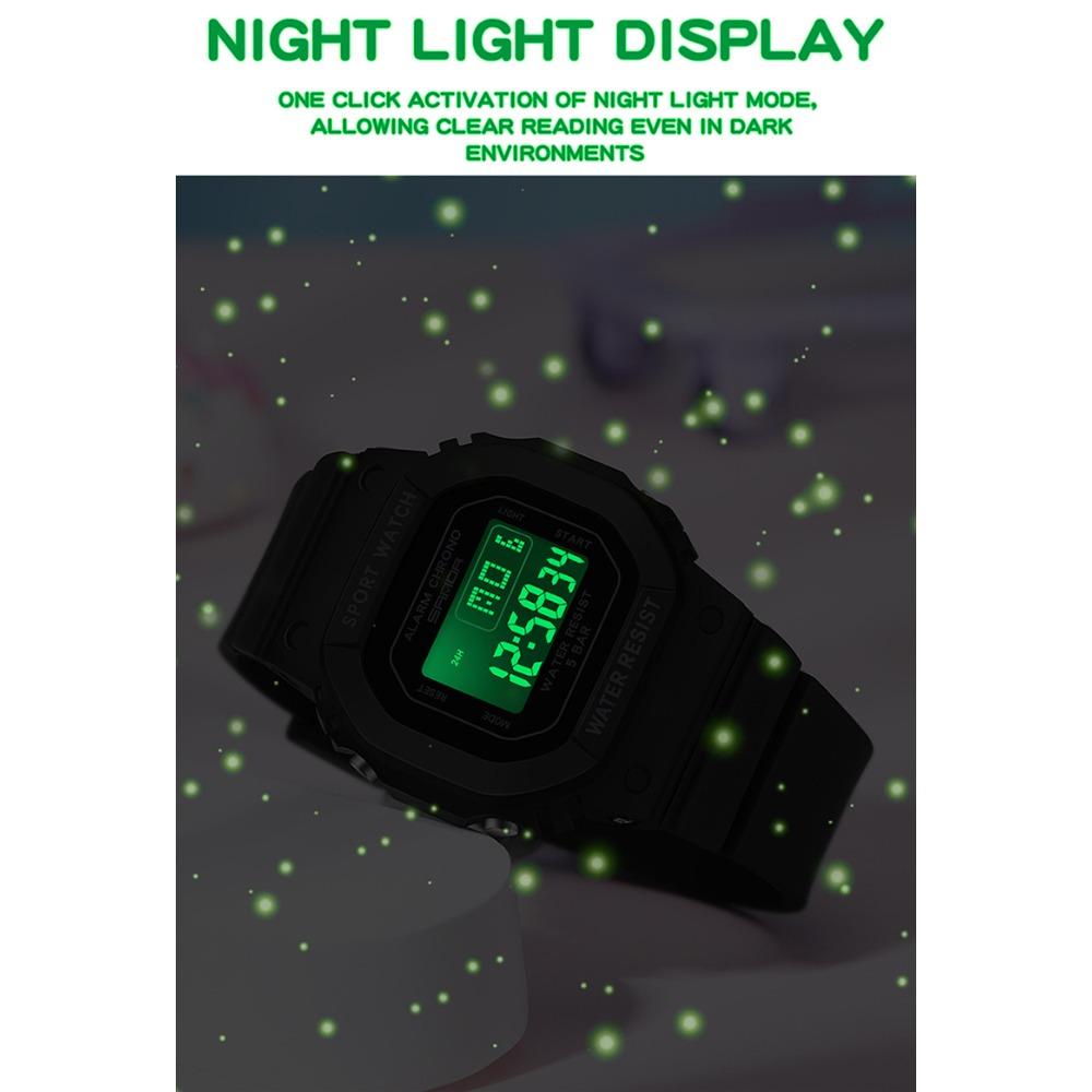 SANDA Square Electronic Watch Colourful Creative Personality Candy Colour Waterproof Alarm Clock Electronic Watch