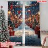 2pcs 2D Flat Printing Merry Christmas Scene Curtains Christmas Forest and Snow Scenery Polyester Without Electricity Family
