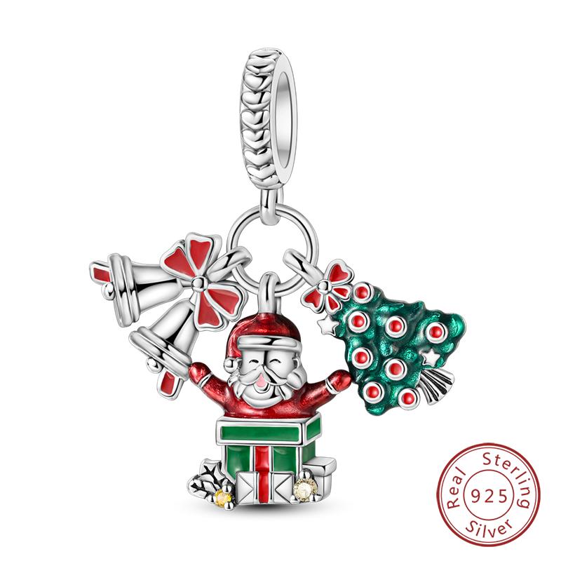 New Winter Charms Bead Copper Snowflake Snowman Penguin Deer Dangle Fit Bangle Bracelet Necklace Diy Jewelry