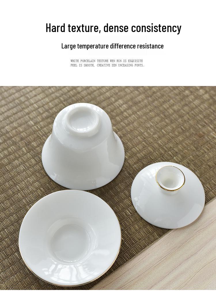 Lamb Fat White Porcelain Gongfu Tea Set - Customizable Tea Cups & Business Gift