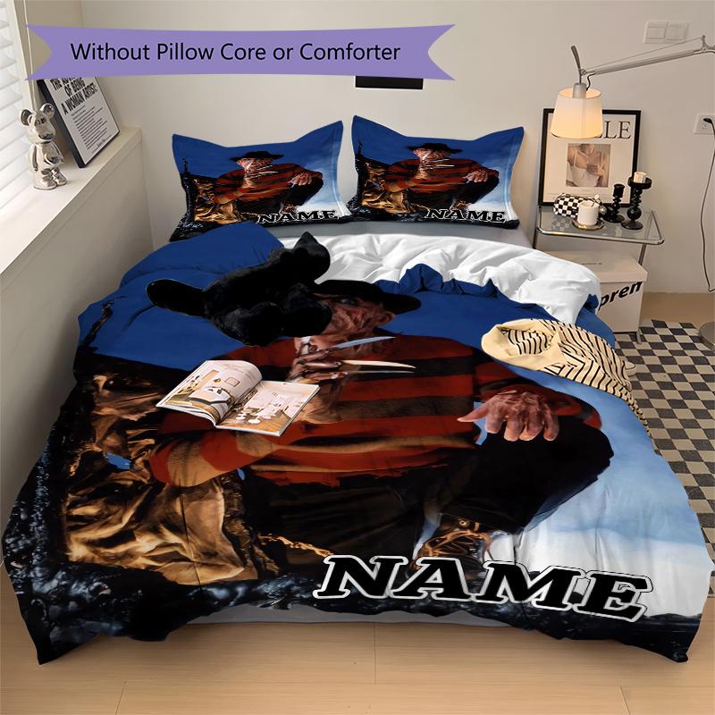 Custom Textile Nightmare Horror Bedding 3 Piece Set HD Print Duvet Cover Pillowcases for Teens Adult Bedroom Decoration
