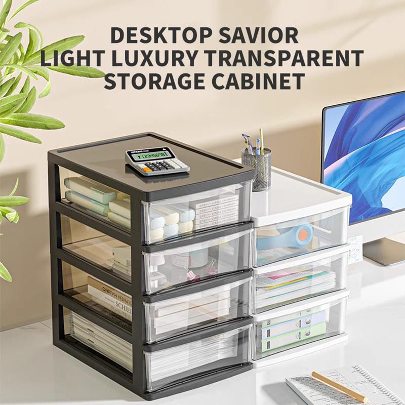 JOJAJU 1Pc Storage Box,Space-Saving Clear Drawer Organizer (2/3/4-Tier) Sort Office,Home,dormitory,Makeup, Pens, Jewelry
