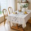 Waterproof Fabric Tablecloth Linen Blend Fresh Nordic Style Embroidered Rectangular Dining Table Coffee Cover