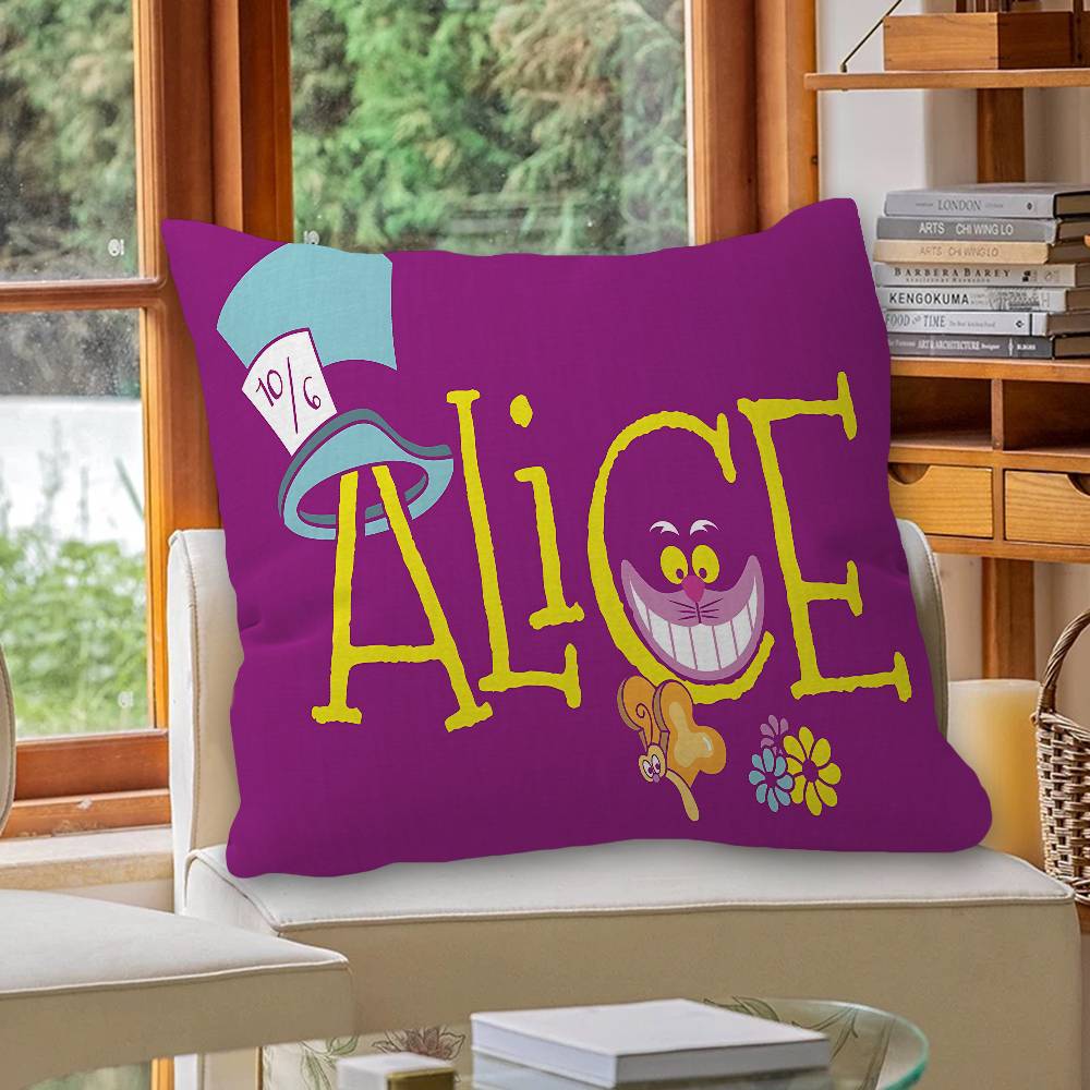 C-Cheshire Cat A-Alice Anime Pillow Cushion Cover Pillowcase Living Room Sofa Home Decor Customized