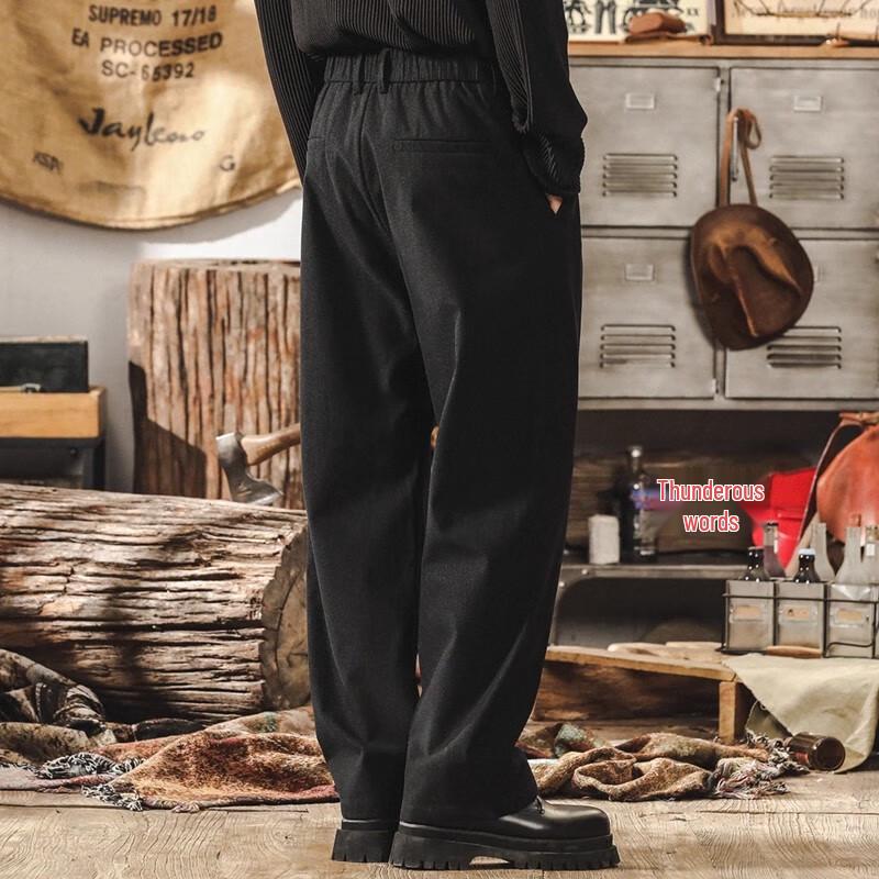 Men's American Retro Textured Straight-Leg Casual Trousers