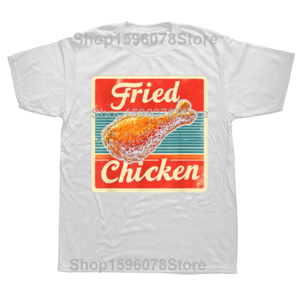 Funny Vintage Fried Chicken Graphic T Shirts Unisex Women Pure Cotton Humor Streetwear Tee Shirt Short Sleeve Unisex Loose Clothing