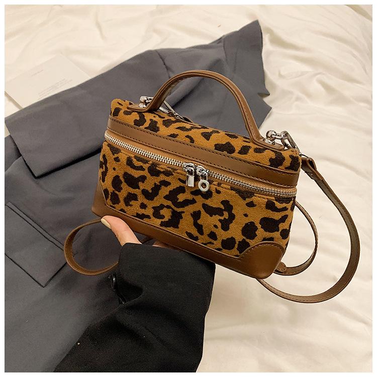 

Винтажная сумка-сумка женская модная сумка-коробка с леопардовым принтом высококачественная универсальная сумка-мессенджер через плечо 21.5*7*13