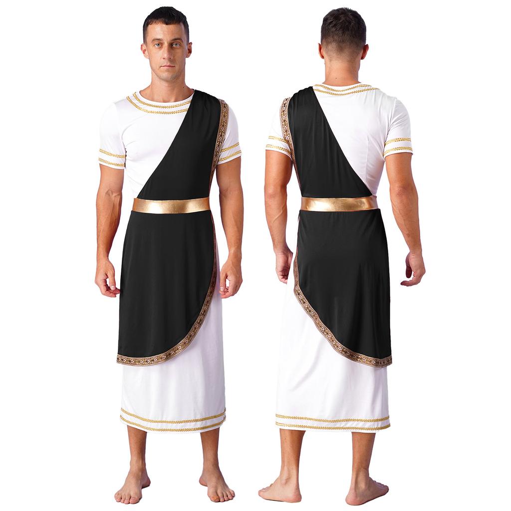 Men Halloween Ancient Greek Roman Toga Adults Retro Gold Cosplay Costume Long Robe Carnival Theme Party Fancy Dress Outfits
