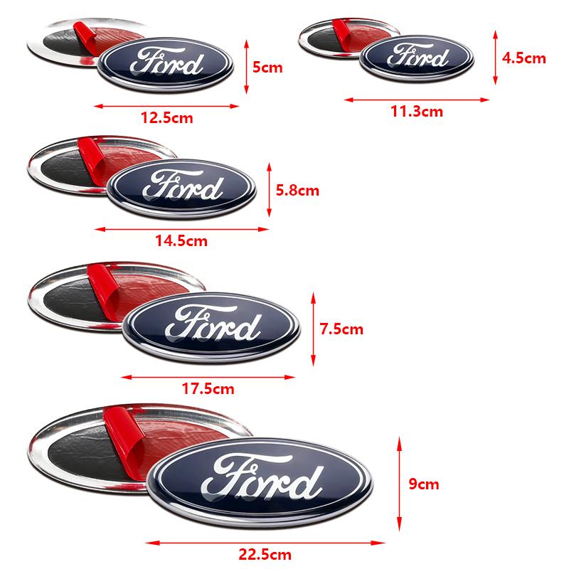 Aluminum 11.5cm-22.5cm Front Hood Rear Trunk Emblem Badge Overlay For Ford Focus Fiesta mk5 mk2 mk3 Auto Tuning Parts Mondeo mk4