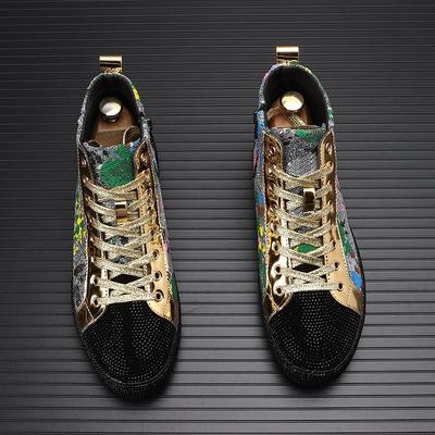 Neue Luxus Designer Herren High Tops Strass Plateau Schuhe Causal Flats Mokassins Rock Punk Walking Sneakers Tenis Masculino