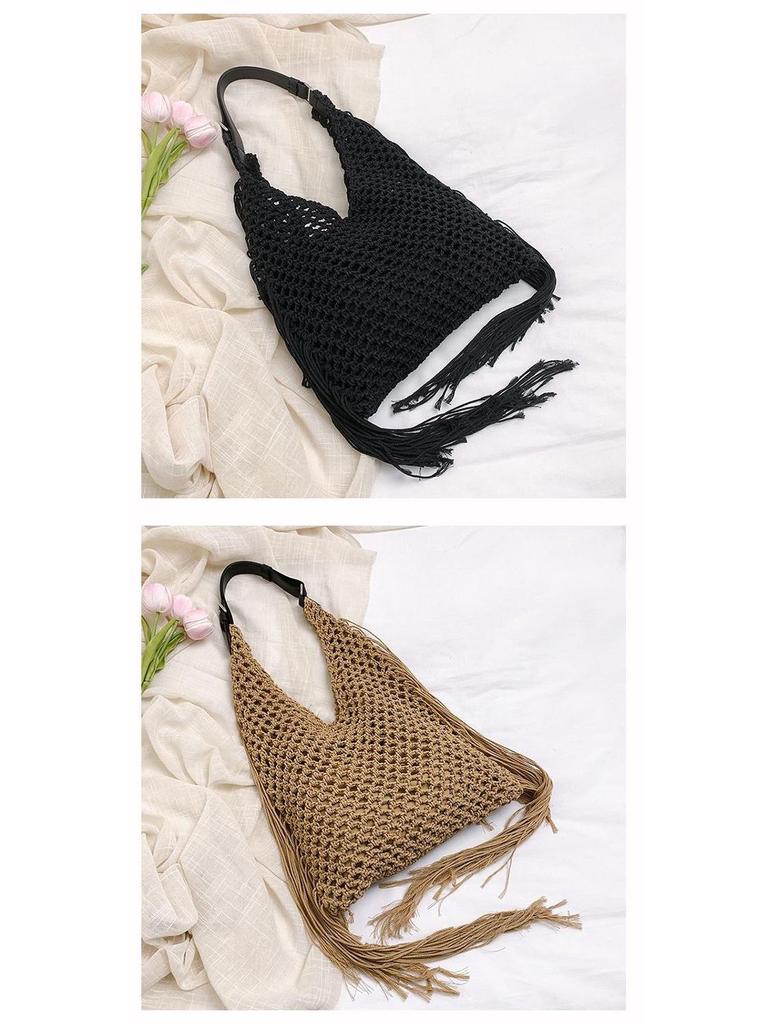 Women's Minimalist Straw Beach Tote - 2025 Spring Collection