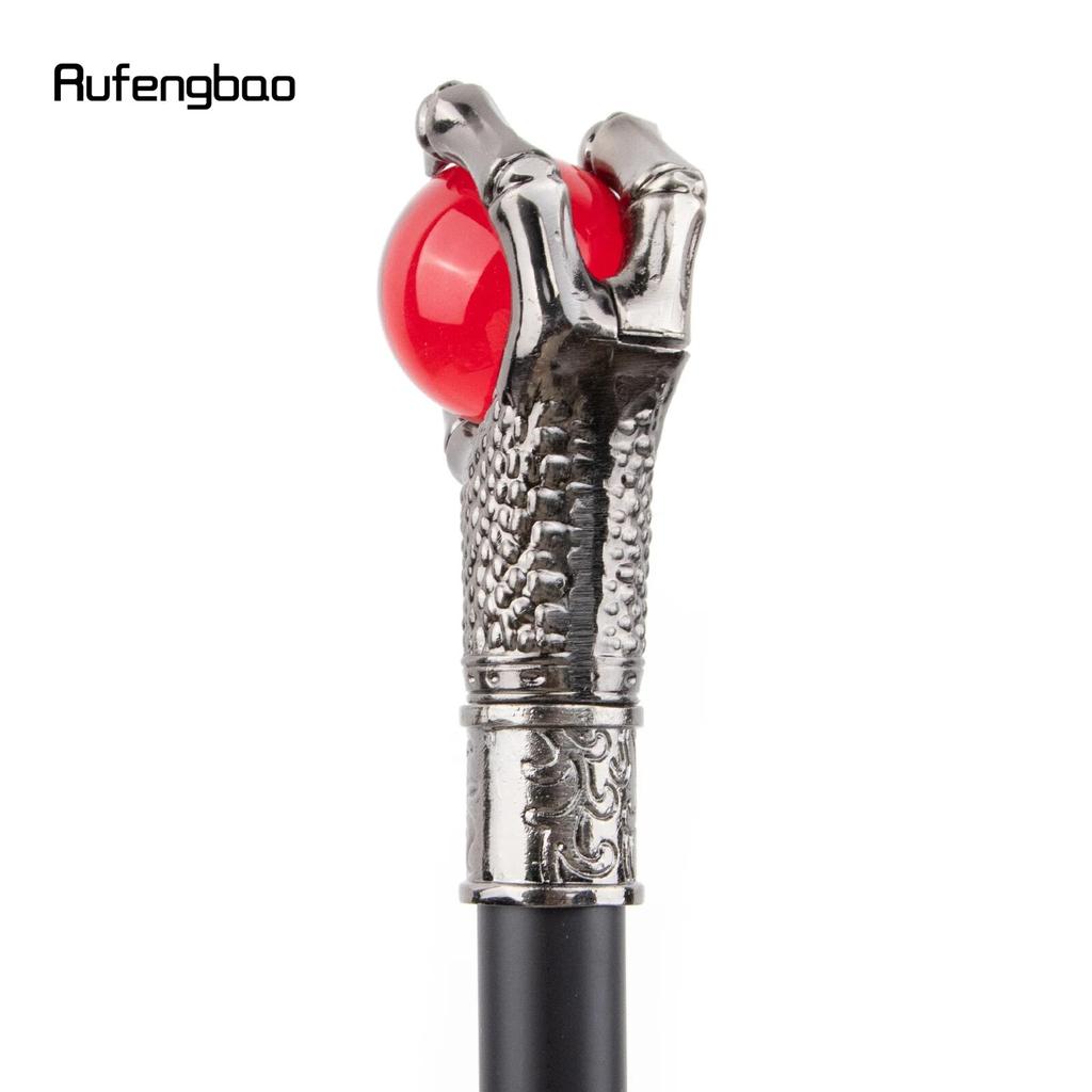 Dragon Claw Grasp Red Glass Ball Silver Walking Cane Fashion Decorative Walking Stick Cosplay Cane Knob Crosier 93cm