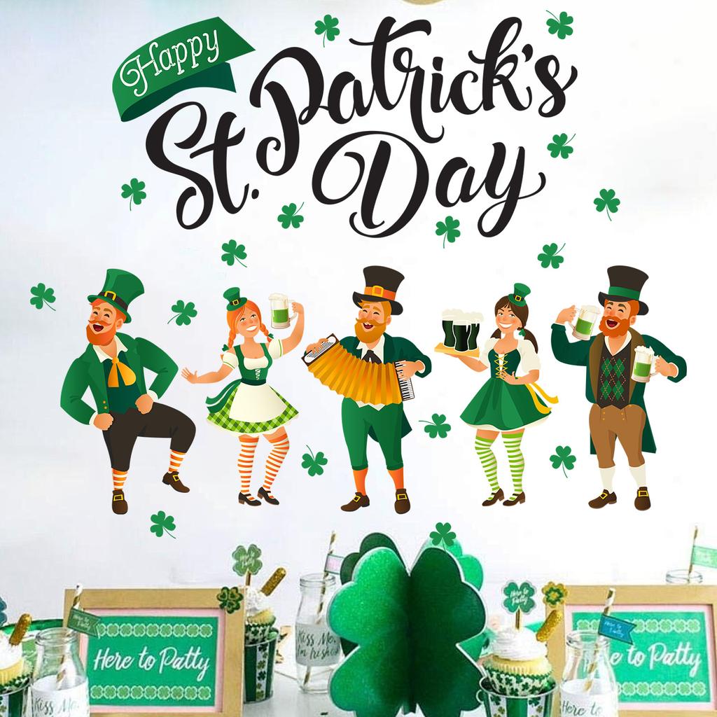 St. Patrick's Day Clover Letter Bedroom Living Room Study Room Holiday Decoration Beautification Stickers