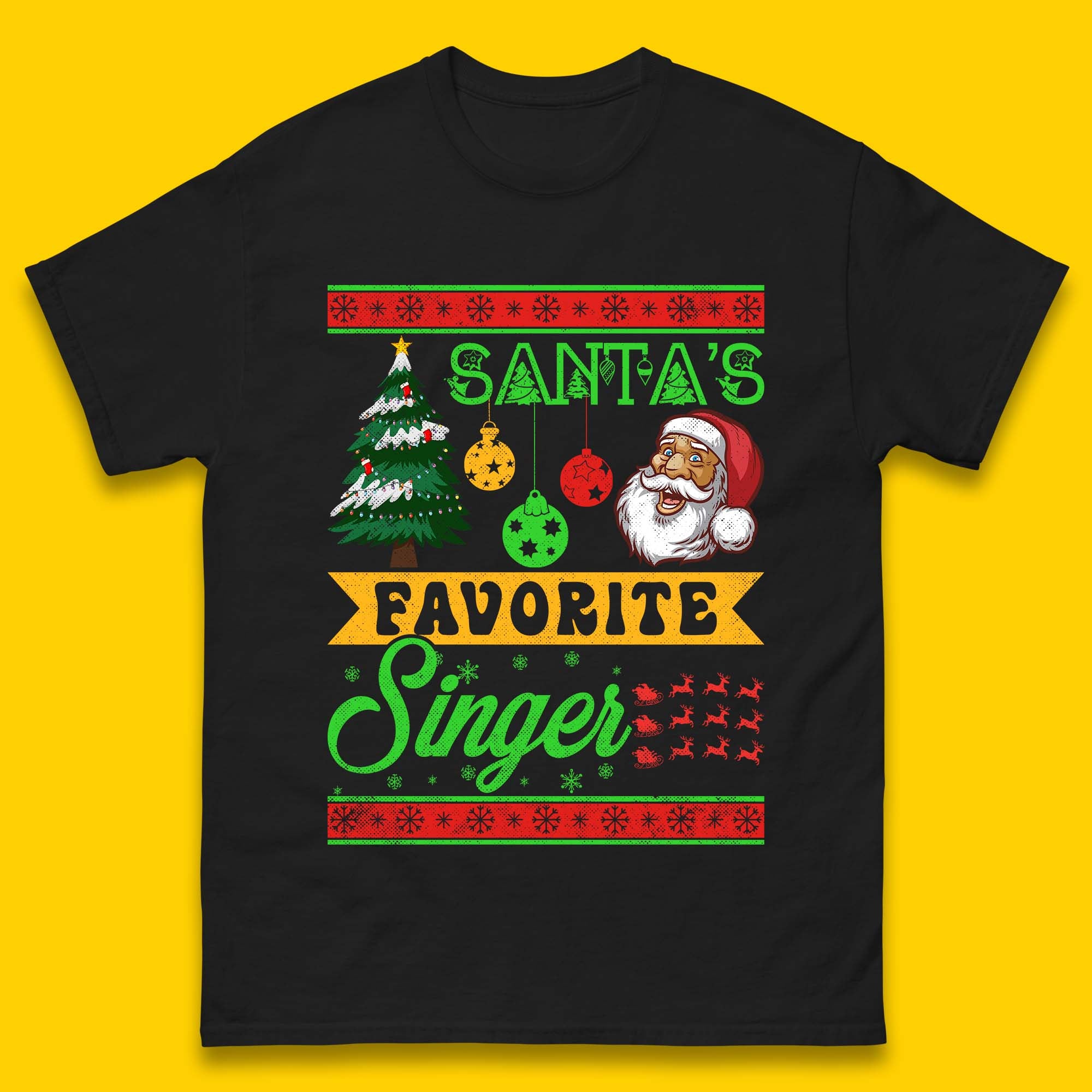 Santa s Favorite Singer Christmas Mens T-Shirt Womens Tops Tees 2XL