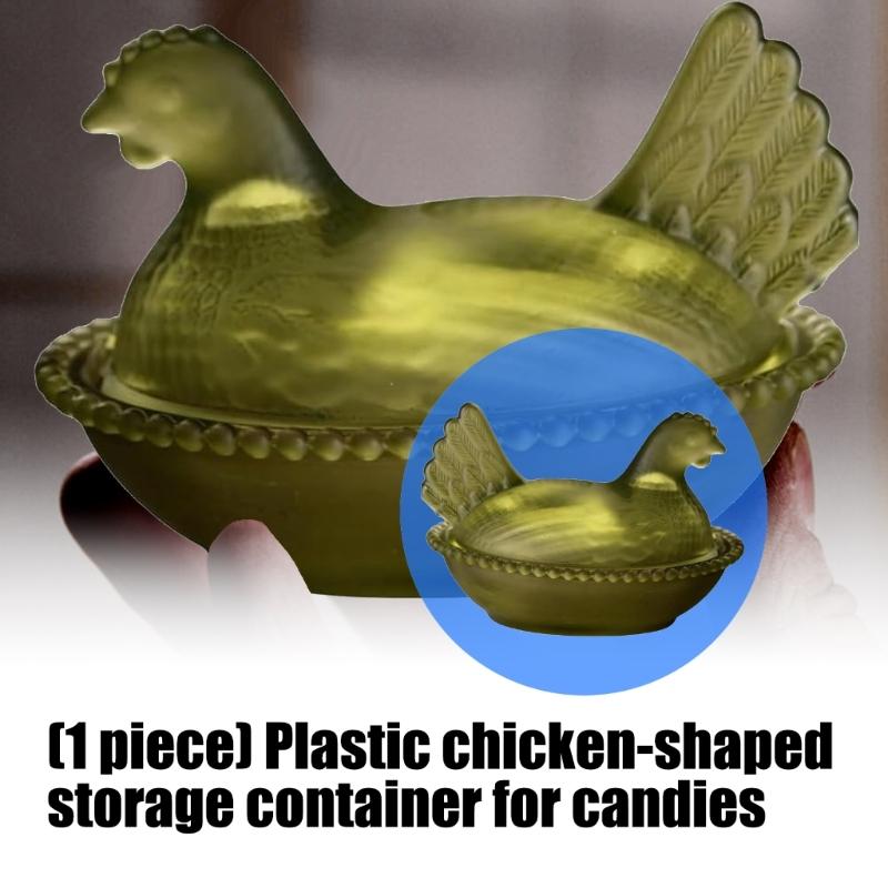 Cute Plastic Clear Hen On Nest Covered Candy Dish Dessert Plate Desktop Easter Christmas Decors Farmhouses Ornament