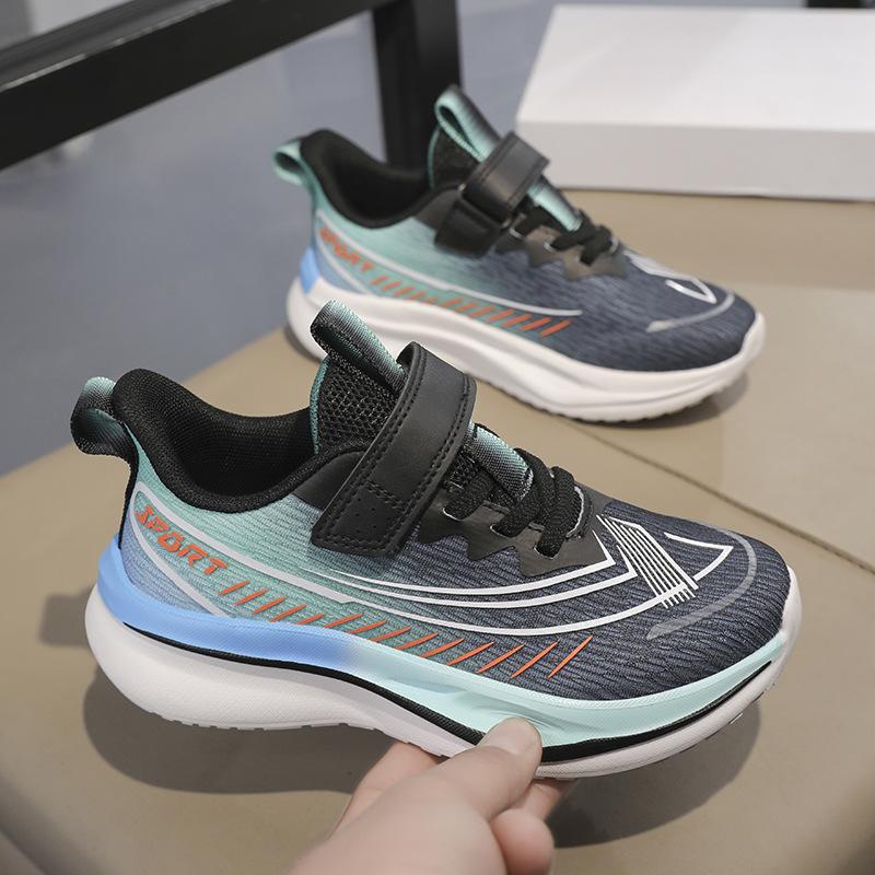 Children's red rabbit running shoes mesh breathable medium and large children's Velcro boys non-slip elementary school students Velcro sneakers