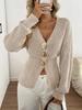 Minimalist V-Neck Button Knit Cardigan Sweater for European and American Women