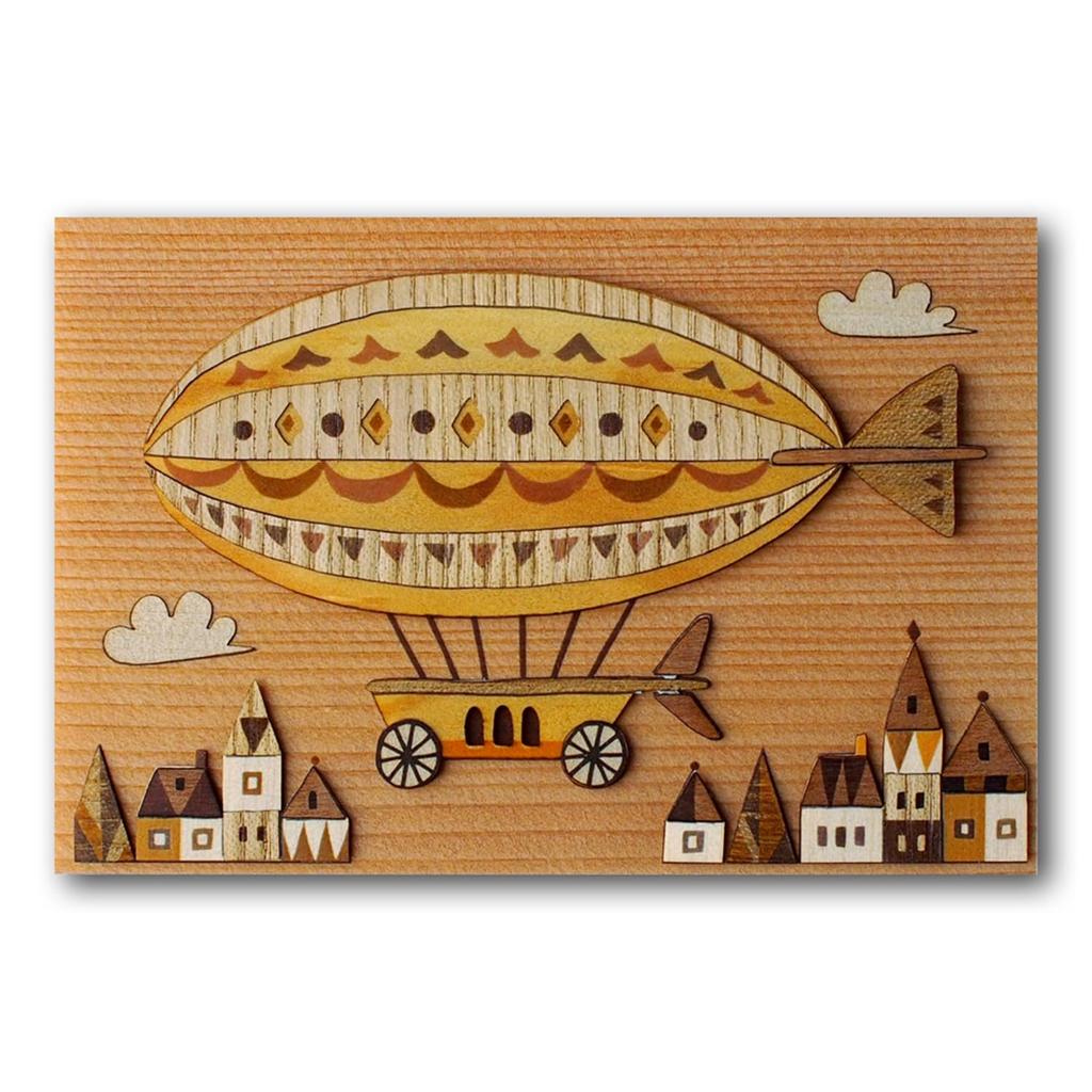 KINOWA "Airship" Wood Collage Original DIY Kit Vehicle Made In Japan