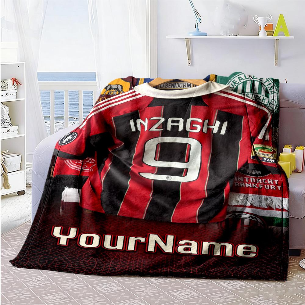 Ac Milan Customize Your Name Blanket Lightweight Personalized Blanket Warmthful Decor Great for Picnics Nap Office Bed Four Seasons Universal