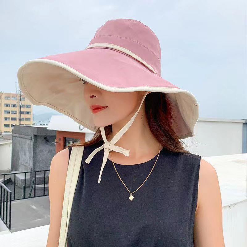 New summer seaside sunscreen bucket hat women's visor breathable versatile casual hat big eave beach hat