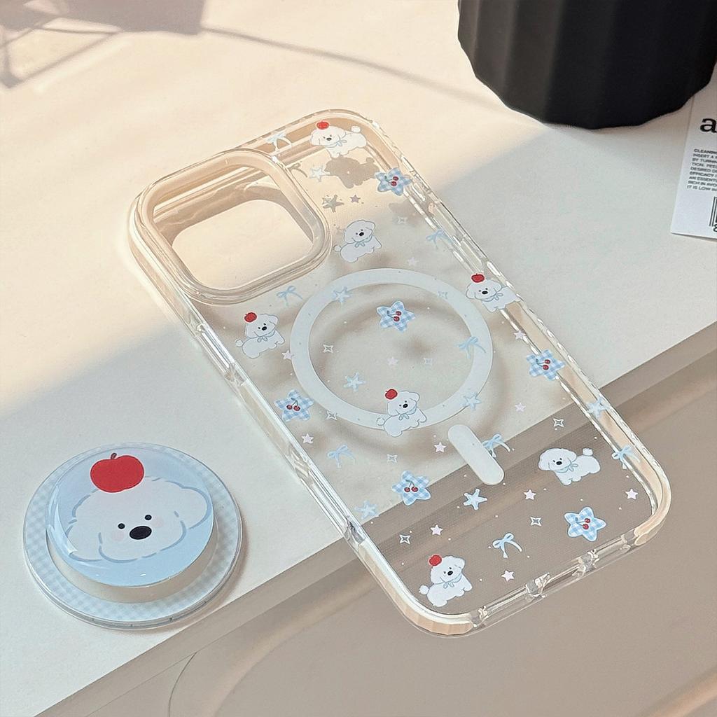 Magnetic Stand iPhone 17 Pro Max Cute Puppy Apple 16 Phone Case 14 Compatible 13 Shockproof 12 Korean Style